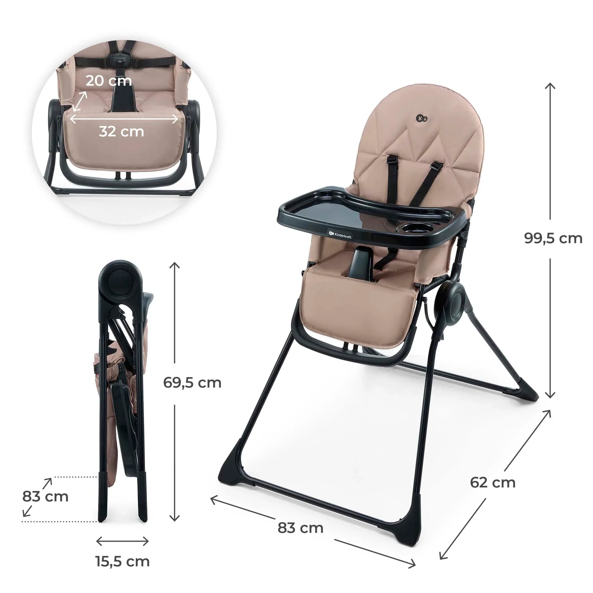 Kinderkraft BINCI столче за хранене BEIGE by KinderKraft