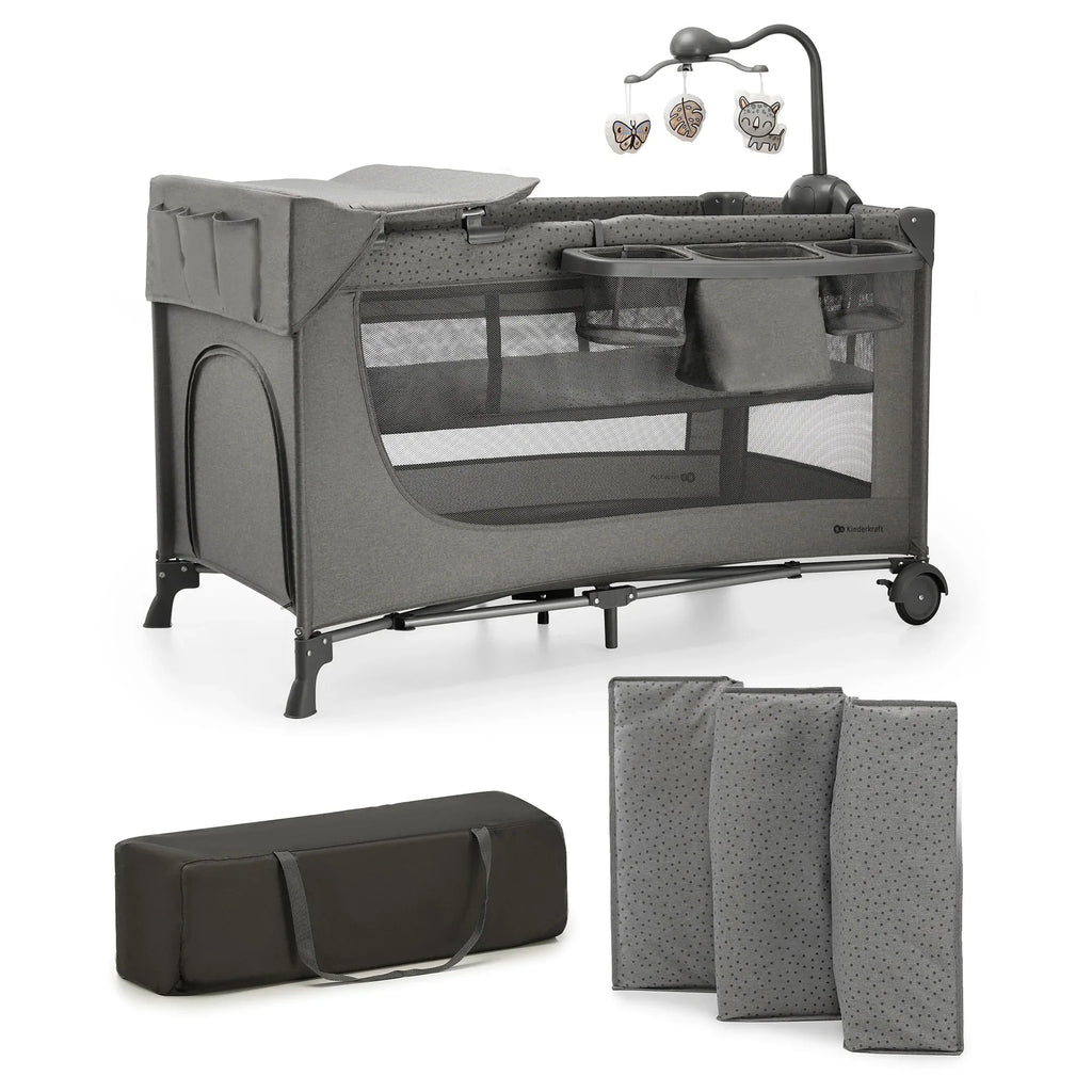 Kinderkraft JOY FULL 2 бебешка кошара с аксесоари DARK GREY by KinderKraft