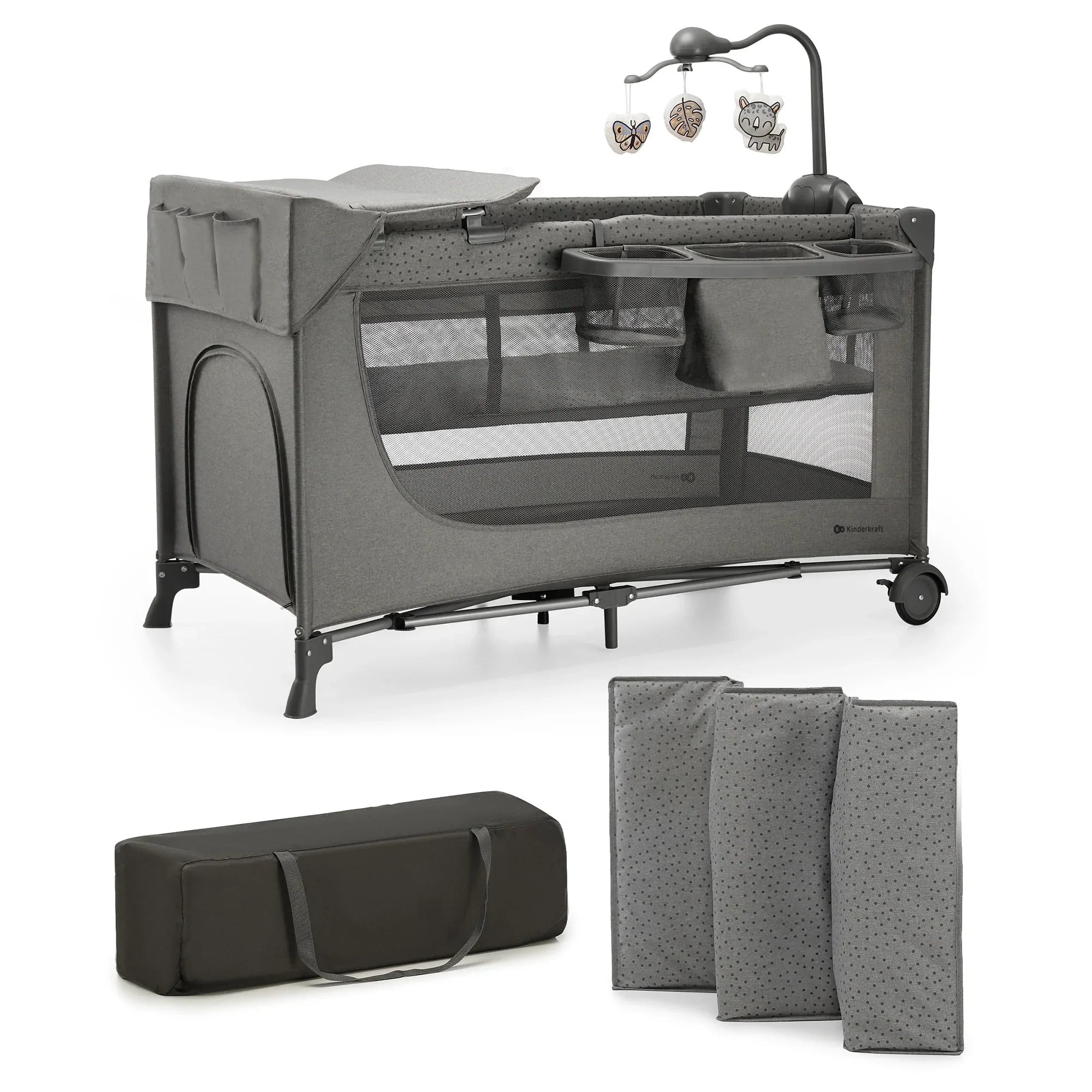 Kinderkraft JOY FULL 2 бебешка кошара с аксесоари DARK GREY by KinderKraft