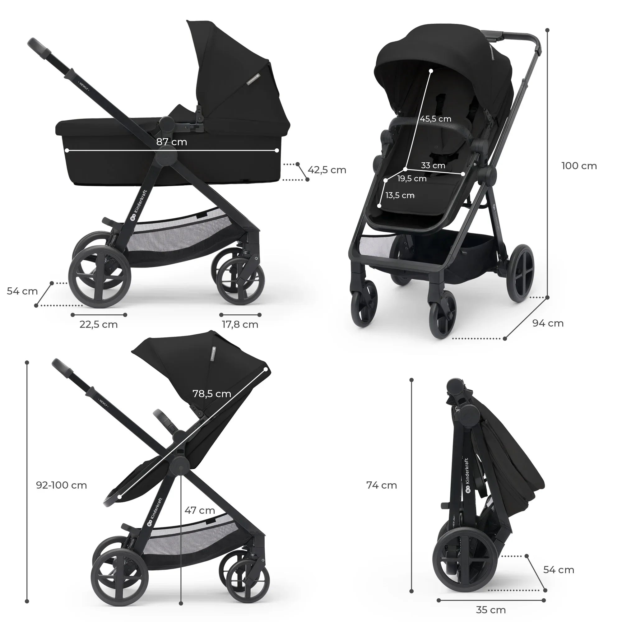 Kinderkraft NEWLY бебешка количка 4в1 CLASSIC BLACK by KinderKraft