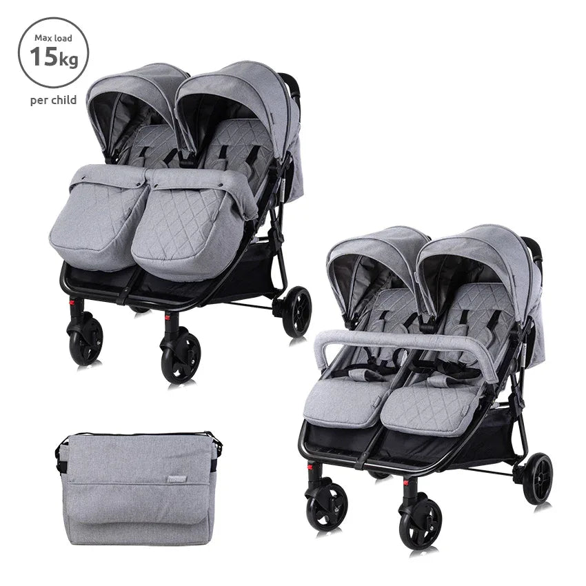 Д.КОЛИЧКА DUO+ЧАНТА COOL GREY до 15 кг за близнаци by Lorelli Premium