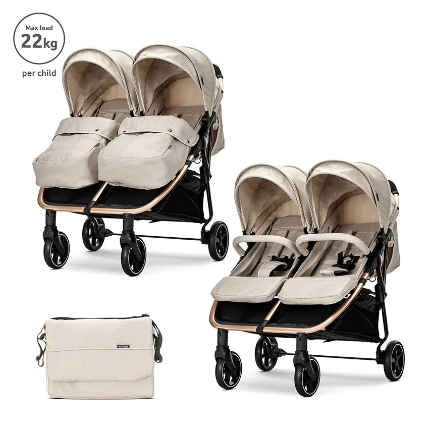 Д.КОЛИЧКА DUO BEIGE до 22 кг за близнаци by Lorelli Premium
