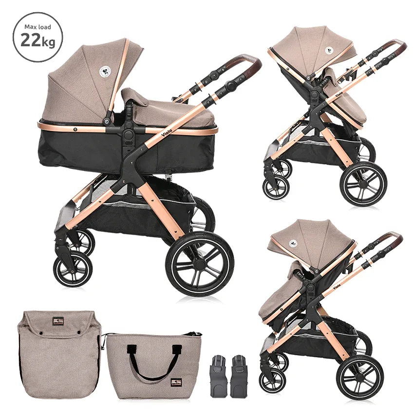 Д.КОЛИЧКА VIOLA PEARL BEIGE+АДАПТОРИ by Lorelli Premium