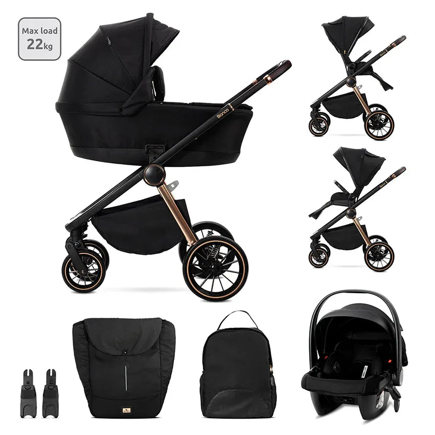 Д.КОЛИЧКА BIANCA BLACK 3 В 1 до 22кг с кош за ново by Lorelli Premium