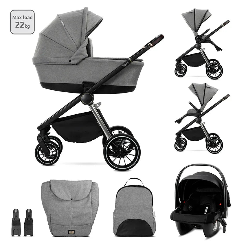 Д.КОЛИЧКА BIANCA GREY 3 В 1 до 22кг с кош за новор by Lorelli Premium