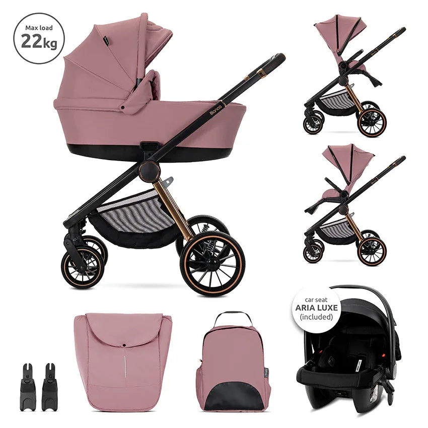 Д.КОЛИЧКА BIANCA PINK 3 В 1 до 22кг с кош за новор by Lorelli Premium