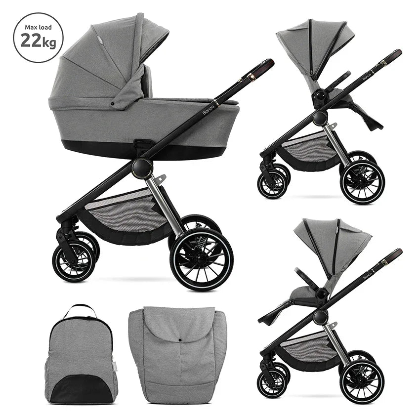 Д.КОЛИЧКА BIANCA GREY 2 В 1 до 22кг + АДАПТОРИ by Lorelli Premium
