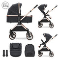 Д.КОЛИЧКА REYA 2in1 BLACK до22кг кош за новородено by Lorelli Premium