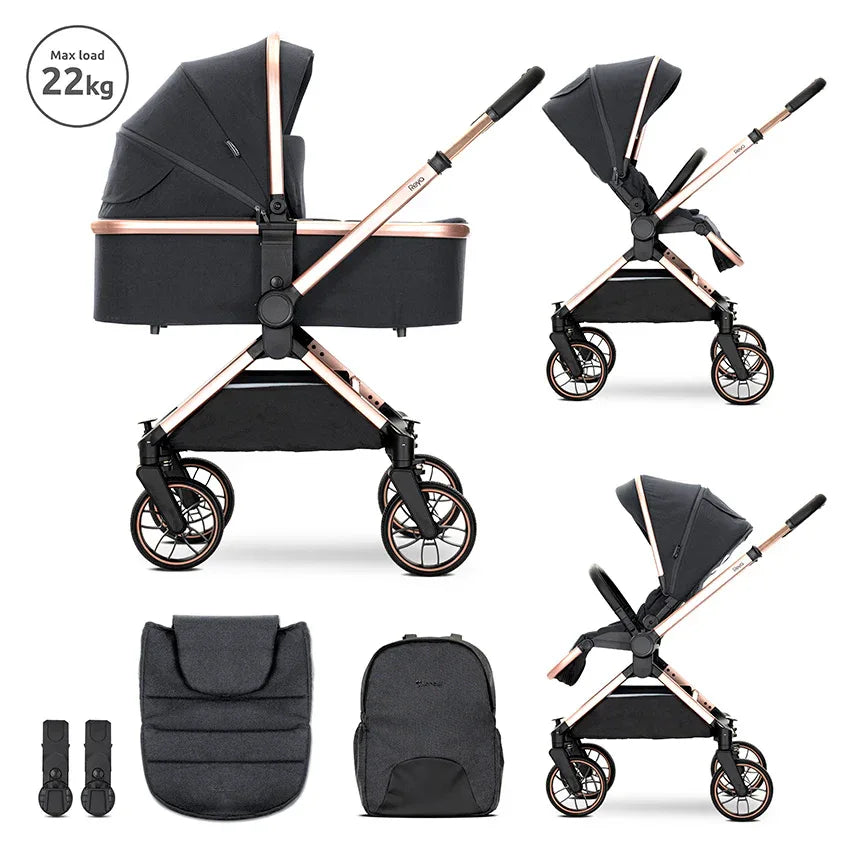 Д.КОЛИЧКА REYA 2in1 BLACK до22кг кош за новородено by Lorelli Premium