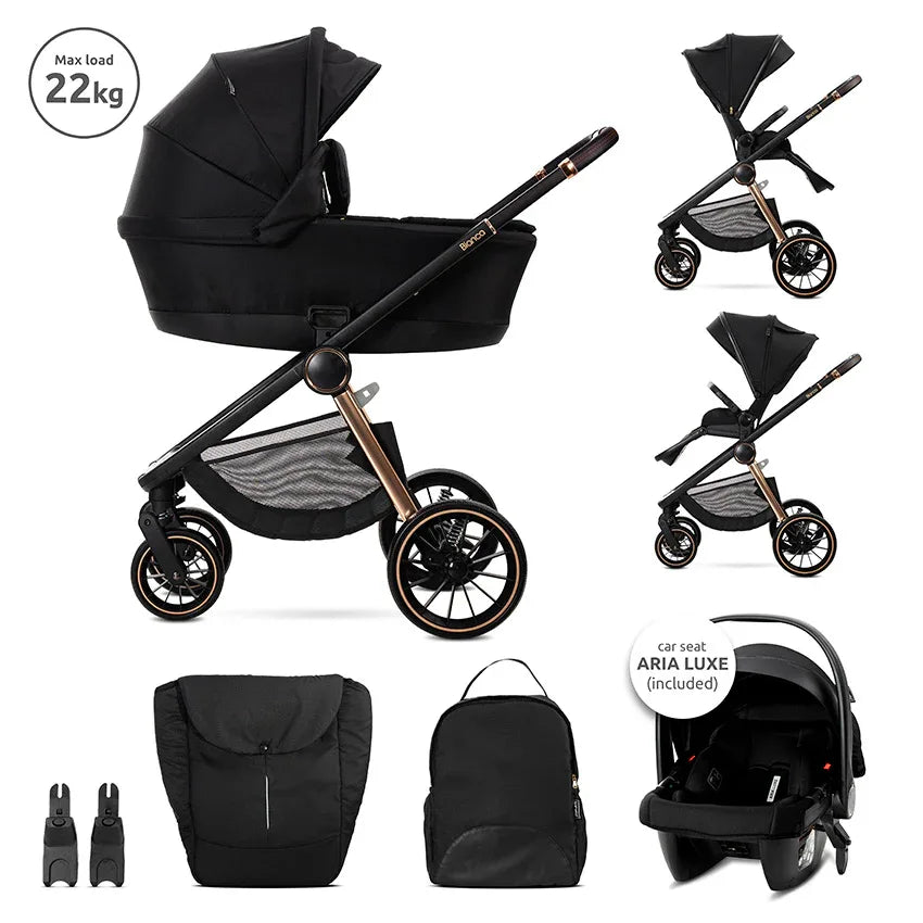 Д.КОЛИЧКА BIANCA BLACK 3 В 1 до 22кг с кош за ново by Lorelli Premium