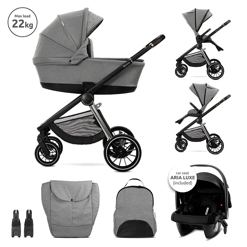 Д.КОЛИЧКА BIANCA GREY 3 В 1 до 22кг с кош за новор by Lorelli Premium
