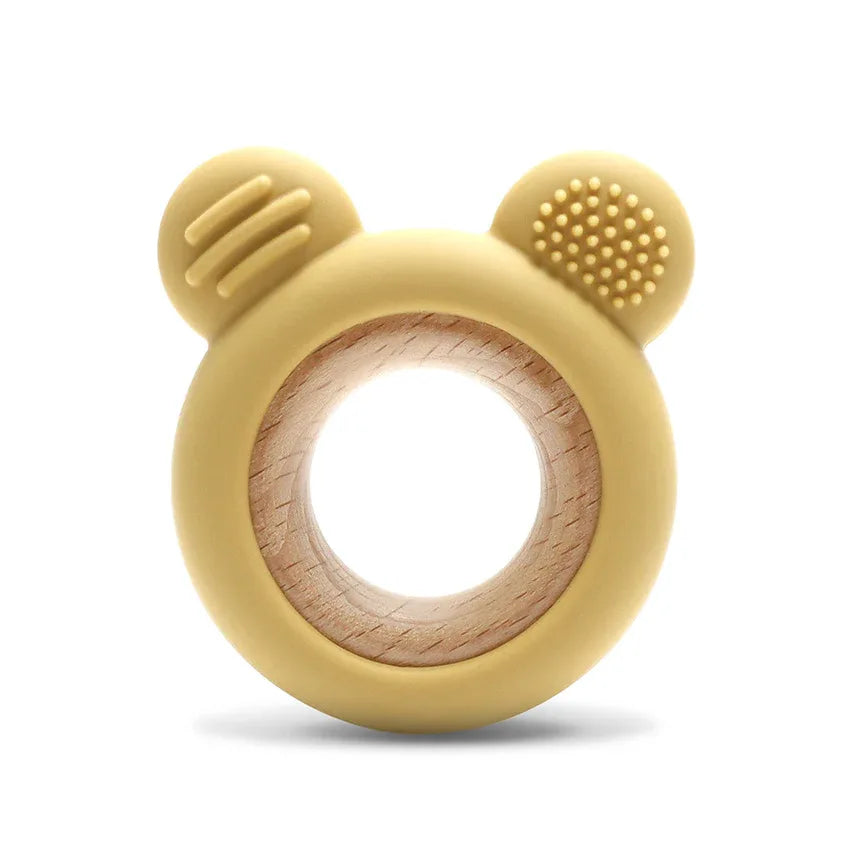 СИЛИКОНОВА ГРИЗАЛКА С БУК МЕЧЕ NATURAL YELLOW by Lorelli Premium