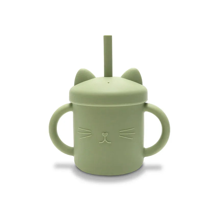 СИЛИКОНОВА ЧАША ДРЪЖКИ+СЛАМКA NATURAL FRESH GREEN by MyFRIEND