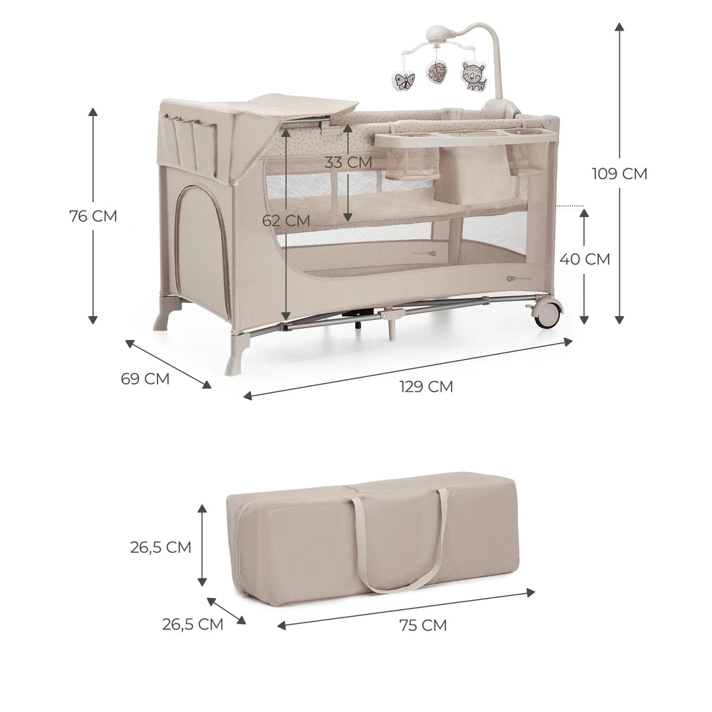 Kinderkraft JOY FULL 2 бебешка кошара с аксесоари BEIGE by KinderKraft