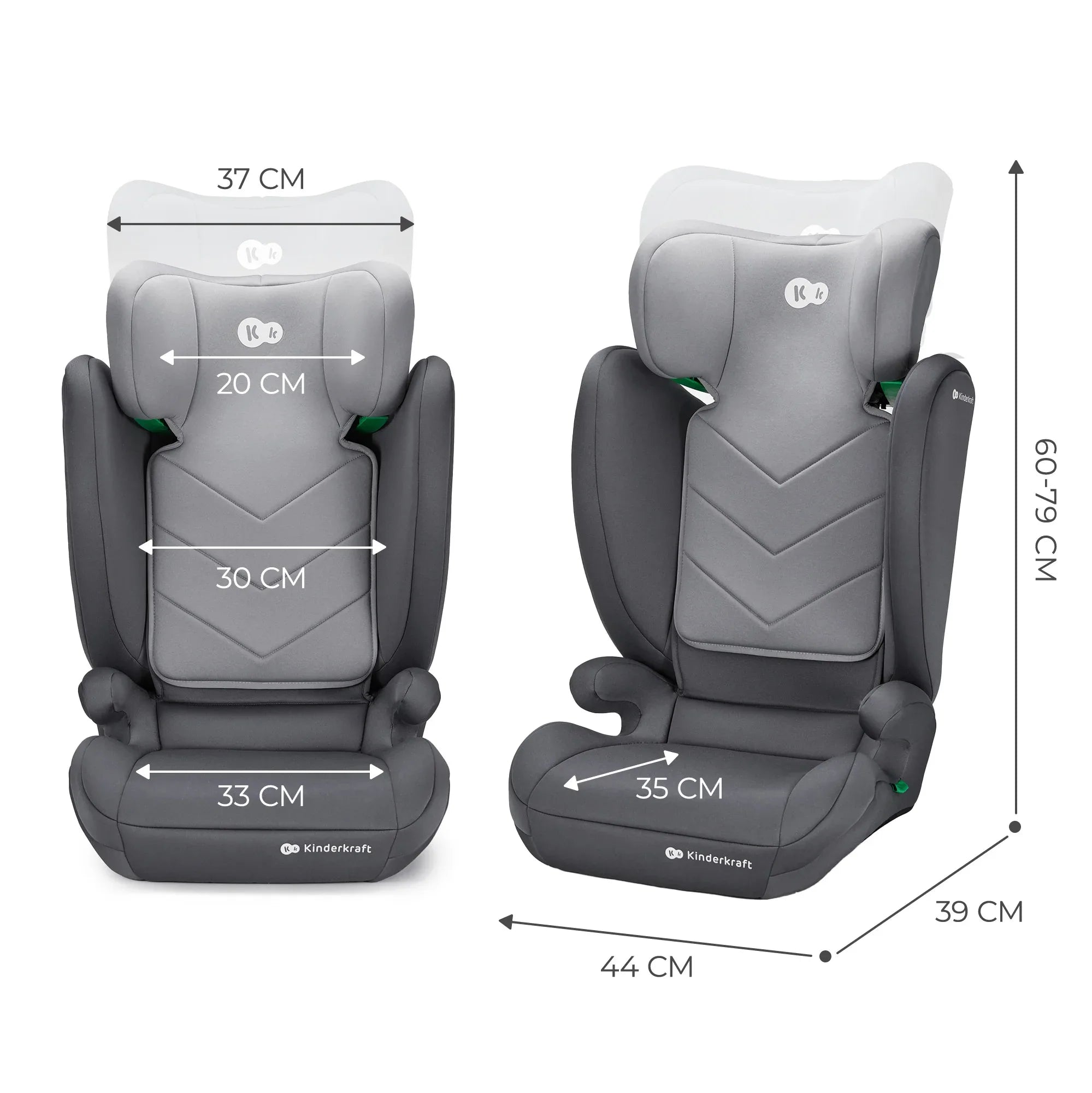 Kinderkraft I-SPARK столче за кола 100-150cm GREY by KinderKraft