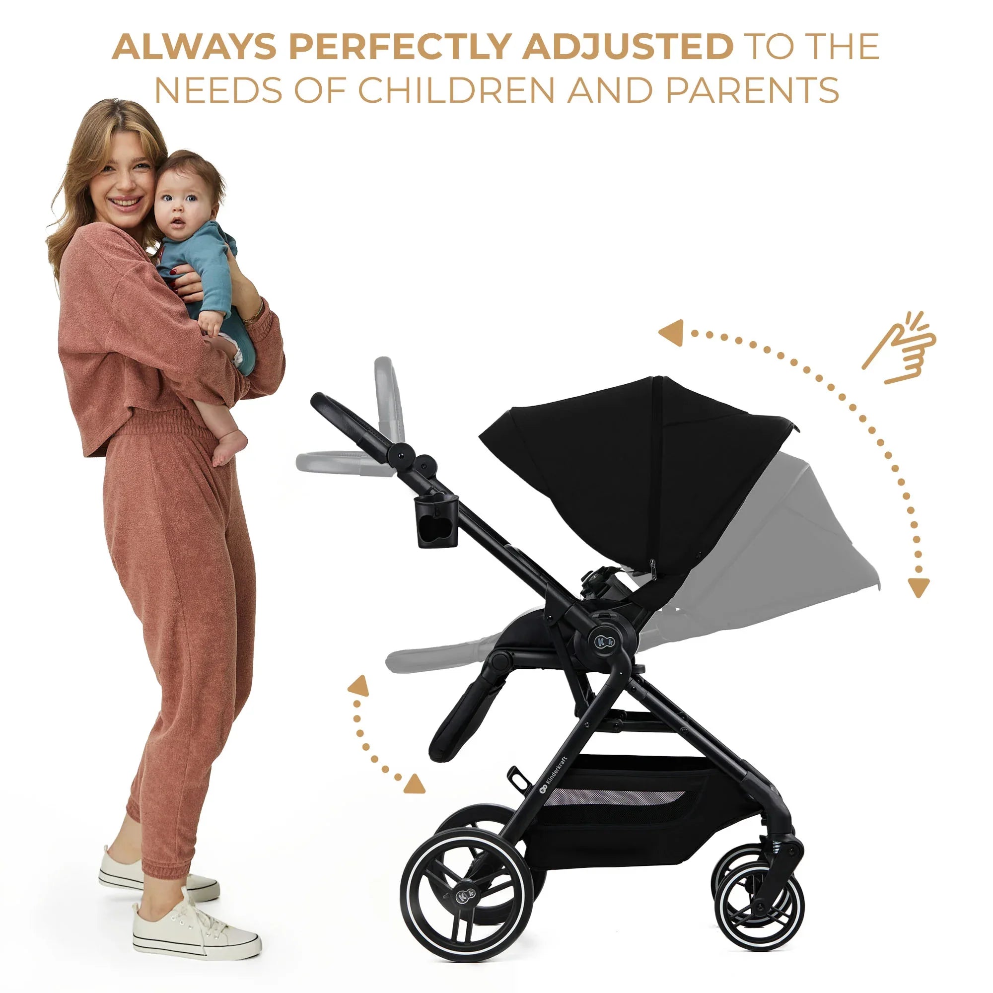 Kinderkraft YOXI бебешка количка 3в1 PURE BLACK by KinderKraft