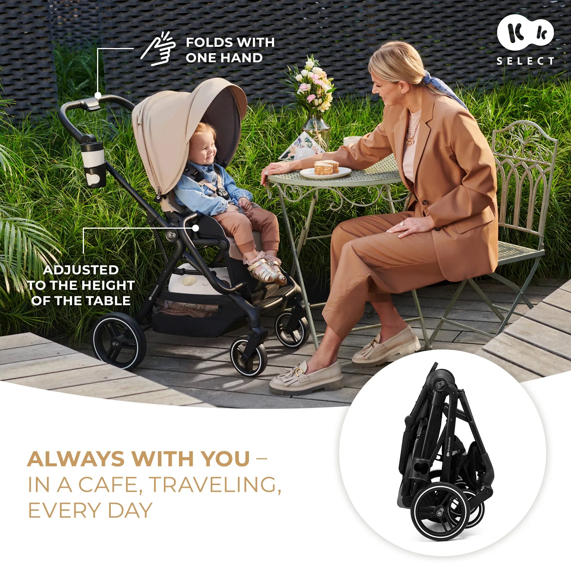 Kinderkraft YOXI бебешка количка 3в1 PURE BLACK by KinderKraft