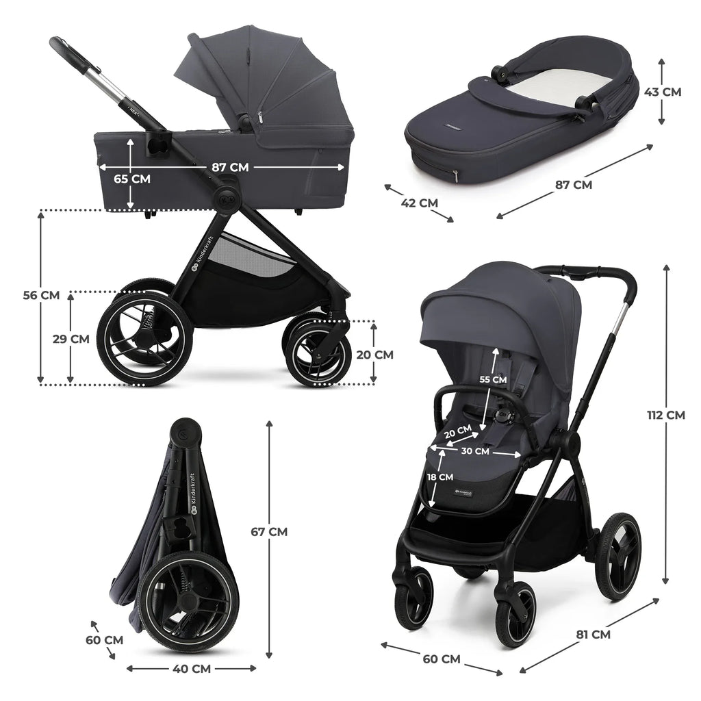 KinderKraft бебешка количка 2в1 NEA 2.0 DEEP GREY by KinderKraft