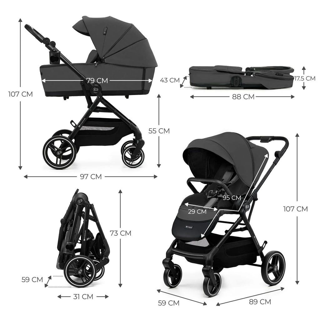 Kinderkraft YOXI бебешка количка 3в1 MOONLIGHT GREY by KinderKraft