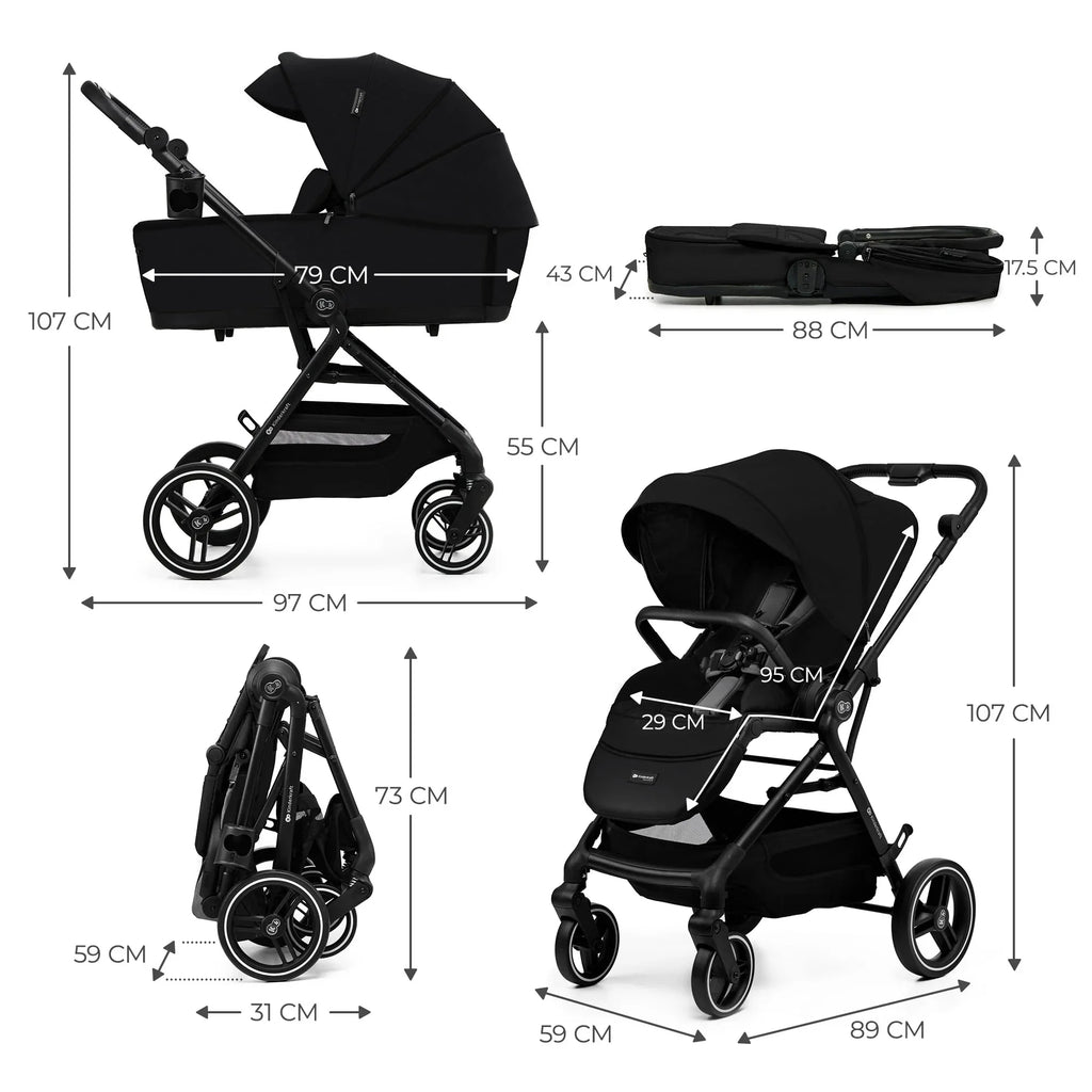 Kinderkraft YOXI бебешка количка 3в1 PURE BLACK by KinderKraft