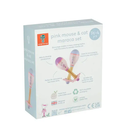 Комплект маракаси- розова мишка и коте FSC® by Orange Tree Toys