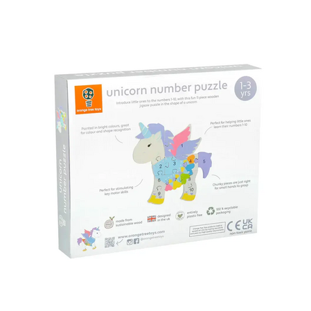 Пъзел с числа - Еднорог - Animals Collection by Orange Tree Toys