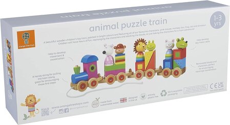 Голям дървен влак, пъзел и сортер - Animals Collection by Orange Tree Toys