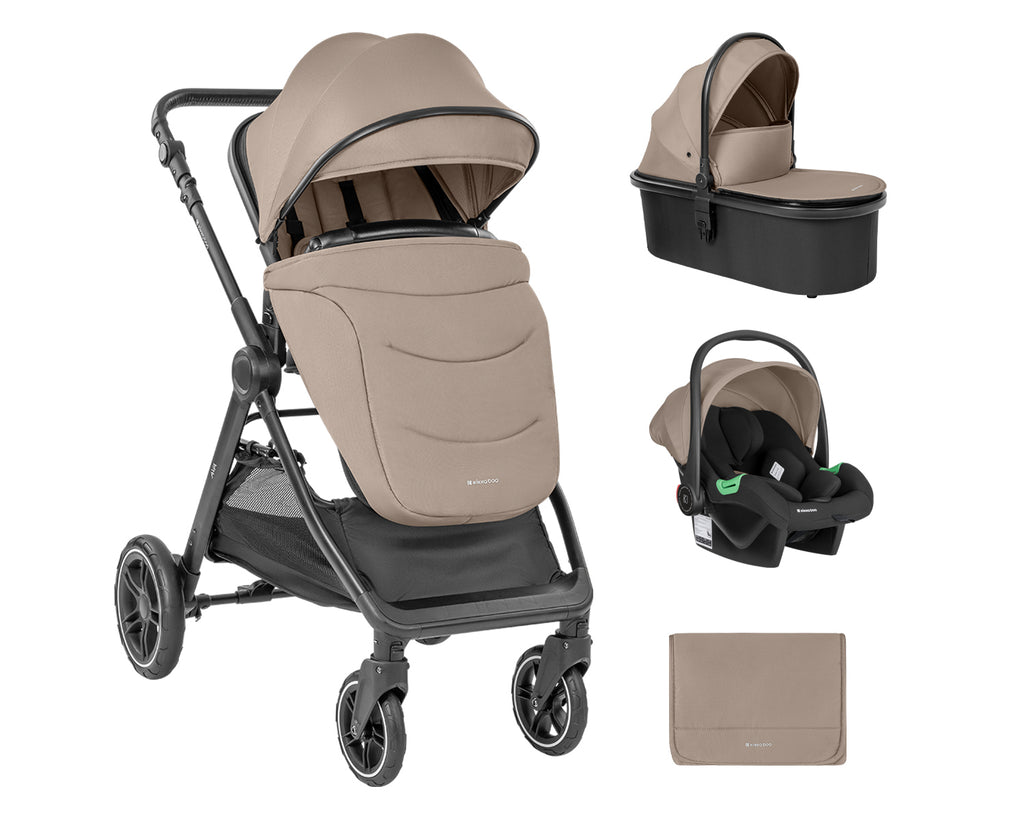 Комбинирана количка 3в1 с кош за новородено Ava Beige by Kikkaboo