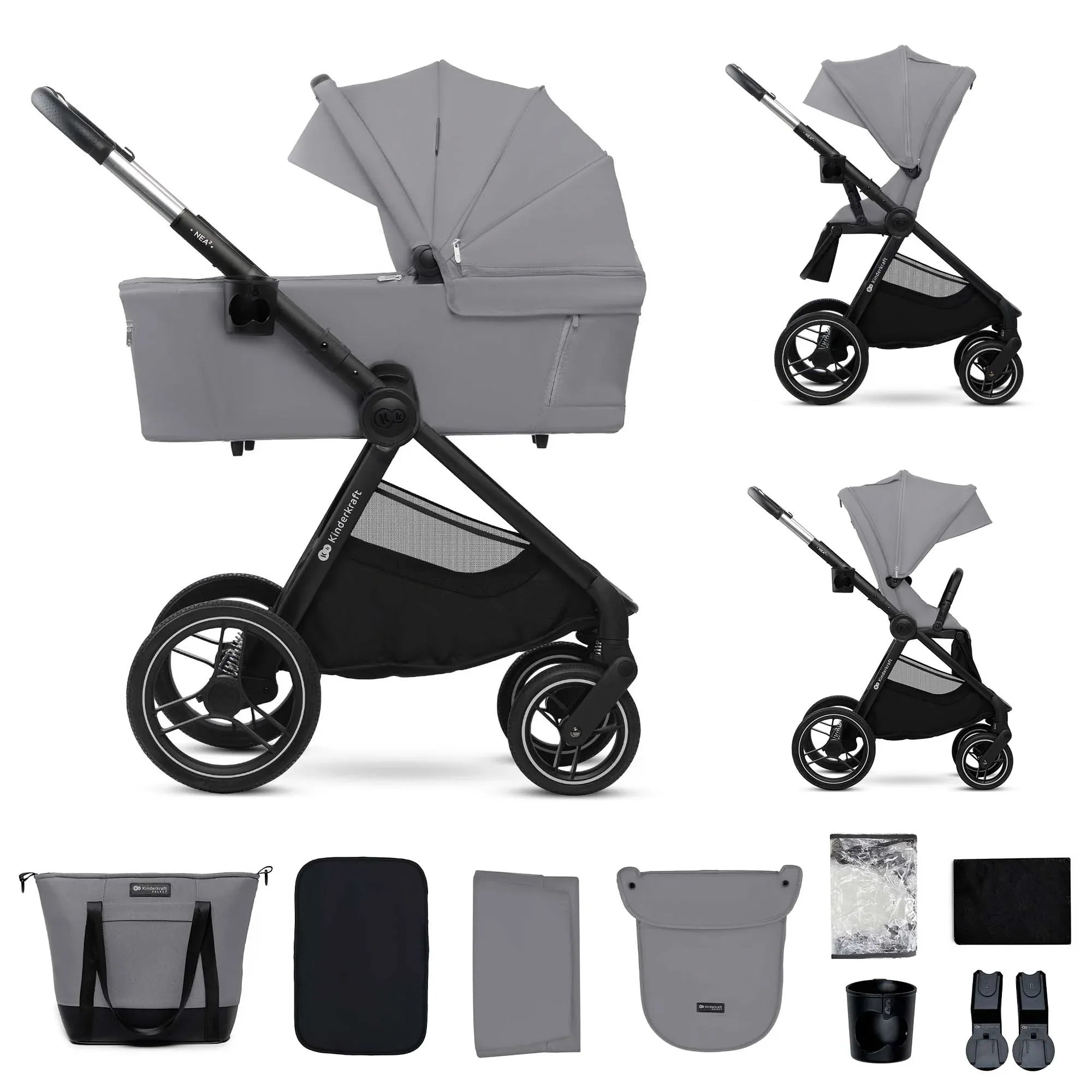 KinderKraft бебешка количка 2в1 NEA 2.0 PLATINIUM GREY by KinderKraft