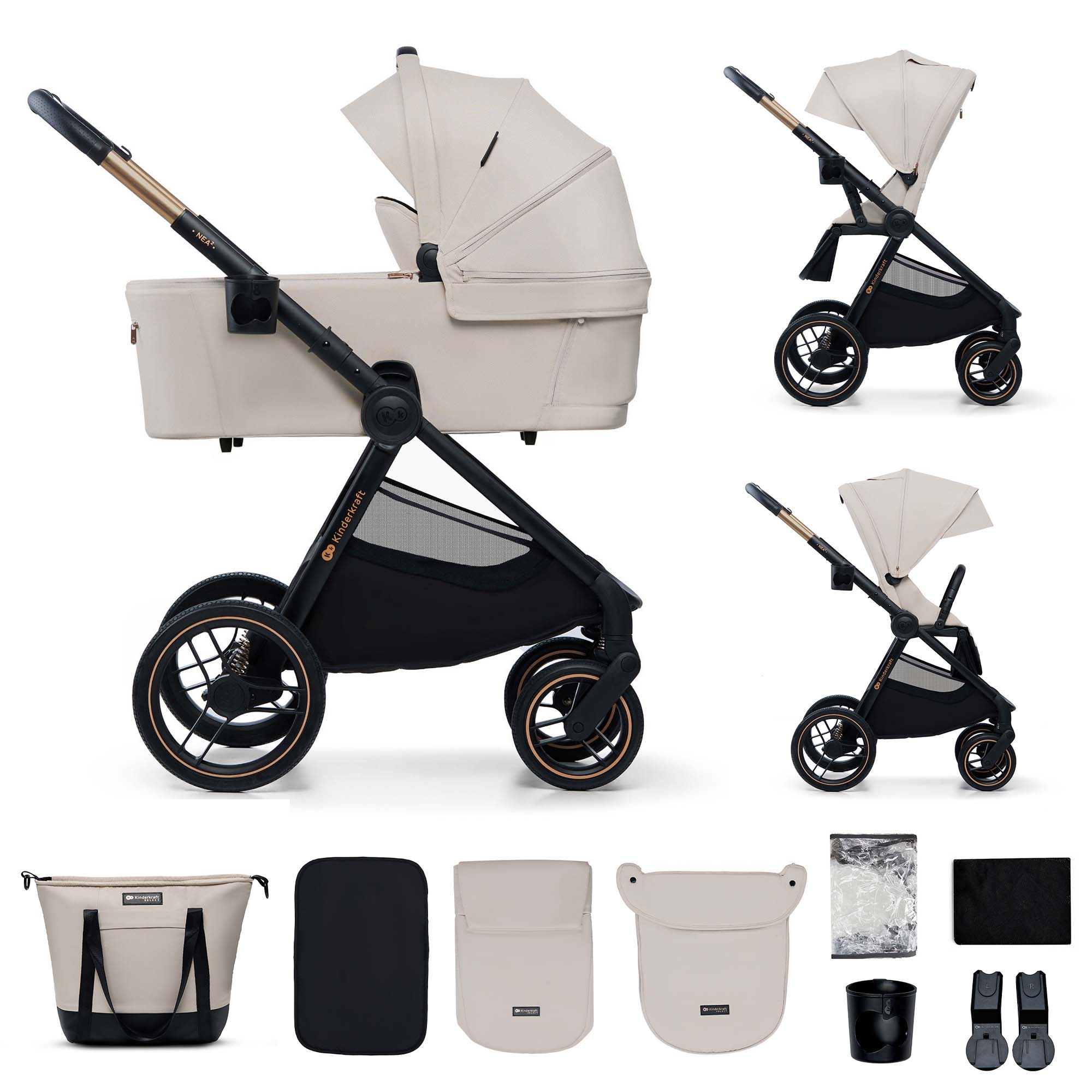 KinderKraft бебешка количка 2в1 NEA 2.0 SOFT BEIGE by KinderKraft