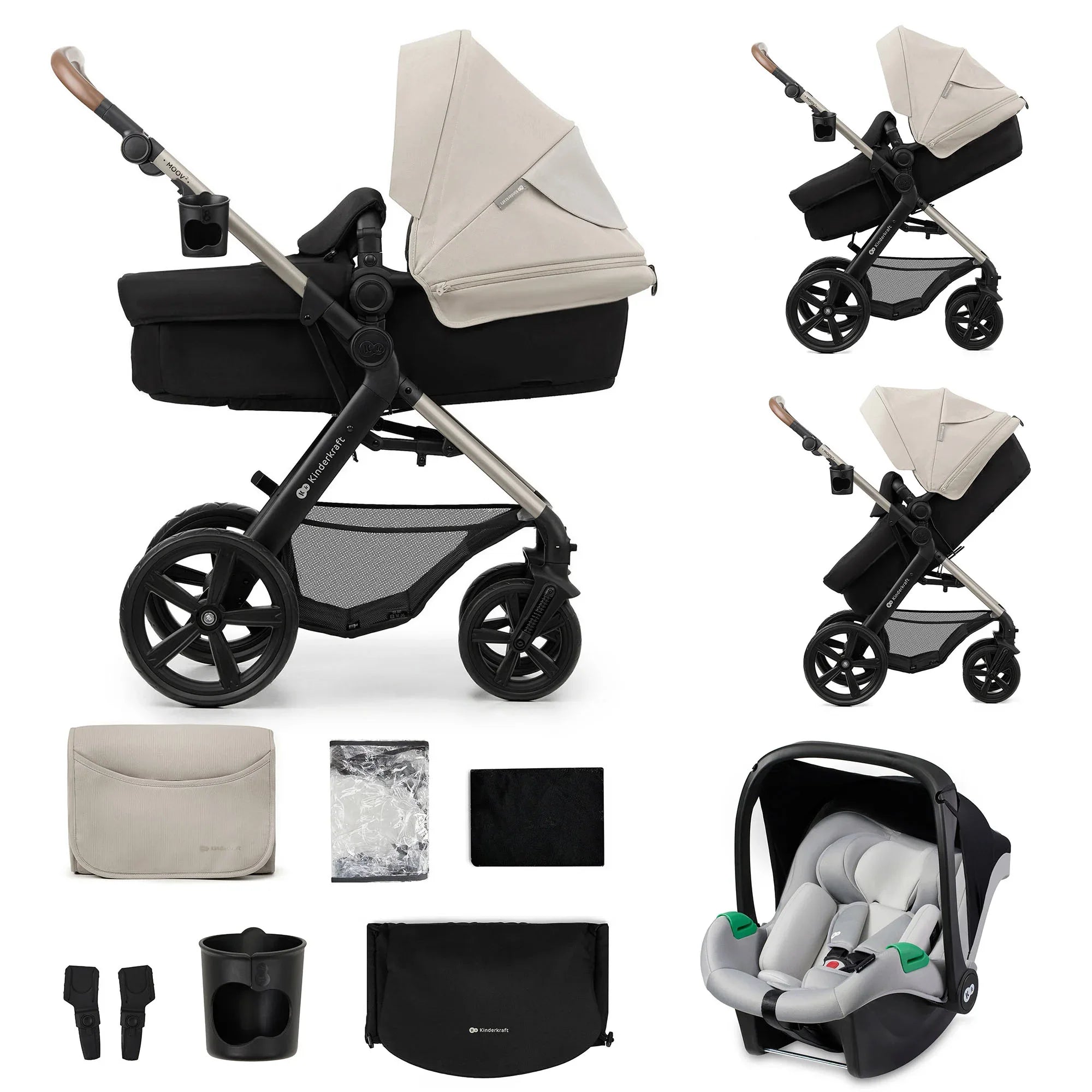 KinderKraft MOOV 2 бебешка количка 3в1 MOONLIGHT GREY by KinderKraft