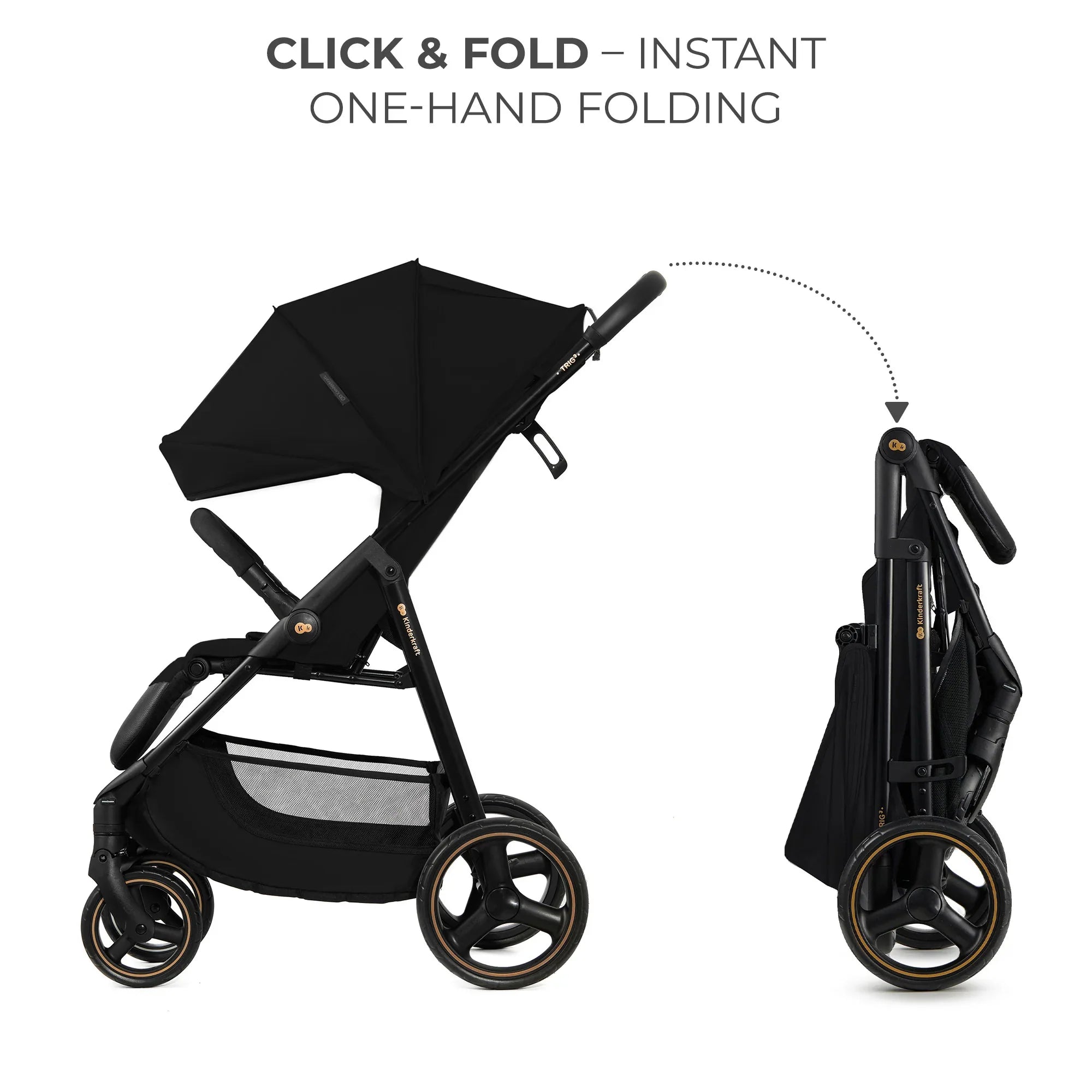 Kinderkraft TRIG 3 бебешка количка ONYX BLACK by KinderKraft