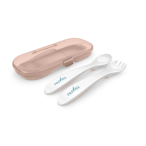 8477 Nuvita комплект вилица и лъжица в кутия ENGLISH ROSE by Nuvita