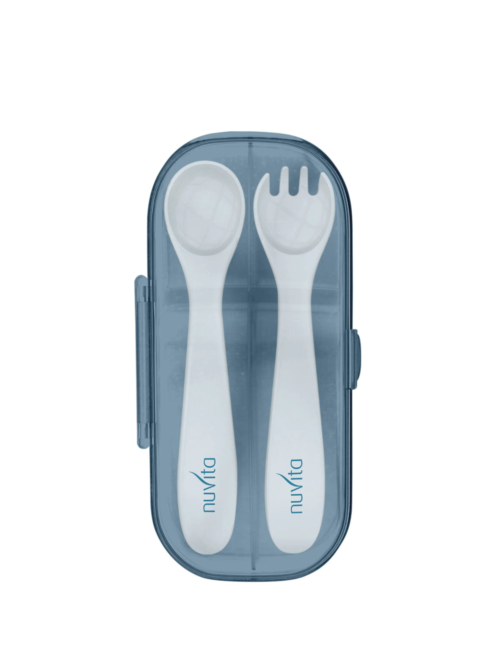 8477 Nuvita комплект вилица и лъжица в кутия POWDER BLUE by Nuvita