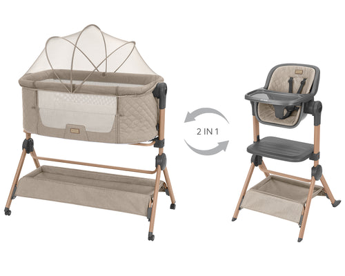 2в1 Мини кошара + Стол за хранене Sleat Me Beige by Kikkaboo