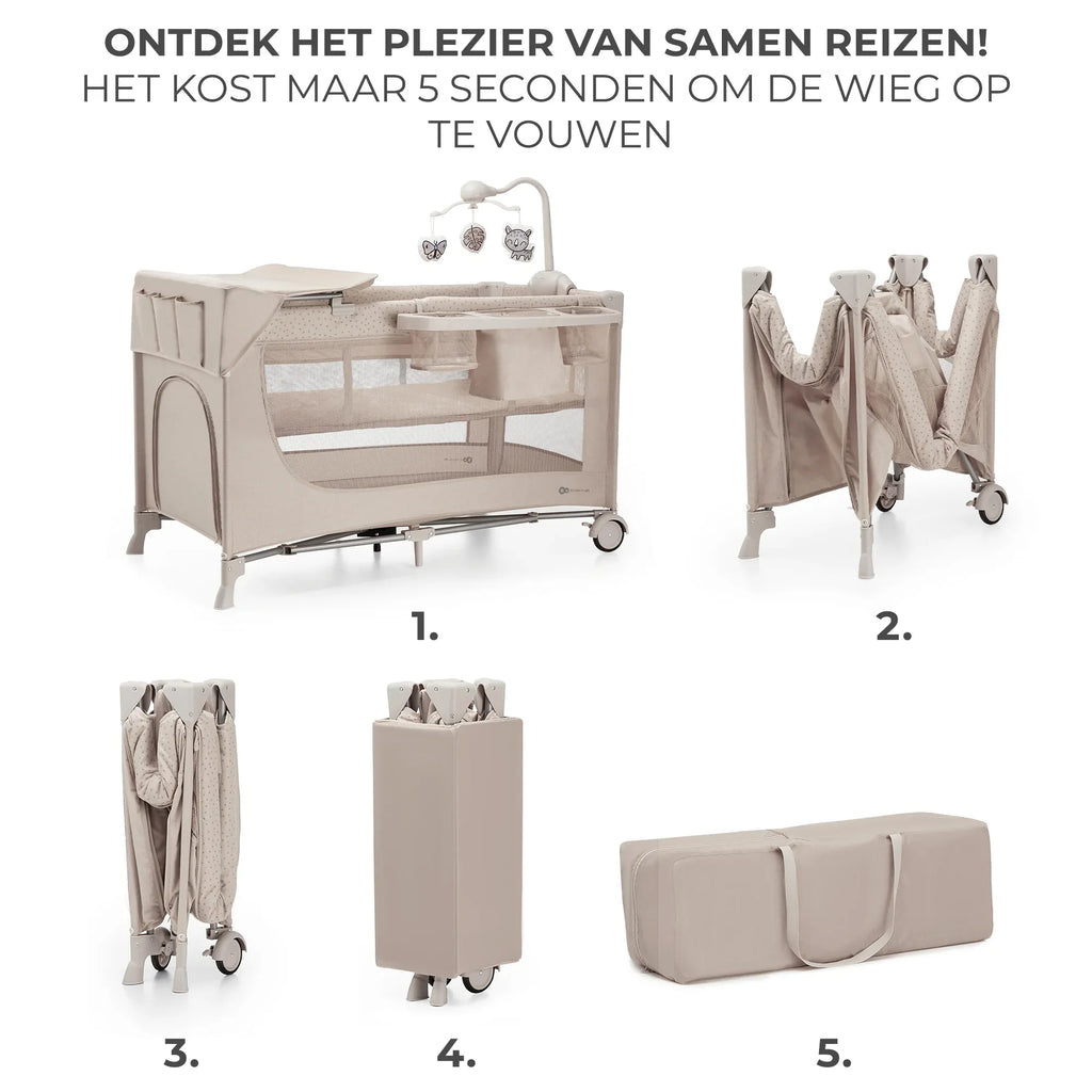 Kinderkraft JOY FULL 2 бебешка кошара с аксесоари BEIGE by KinderKraft