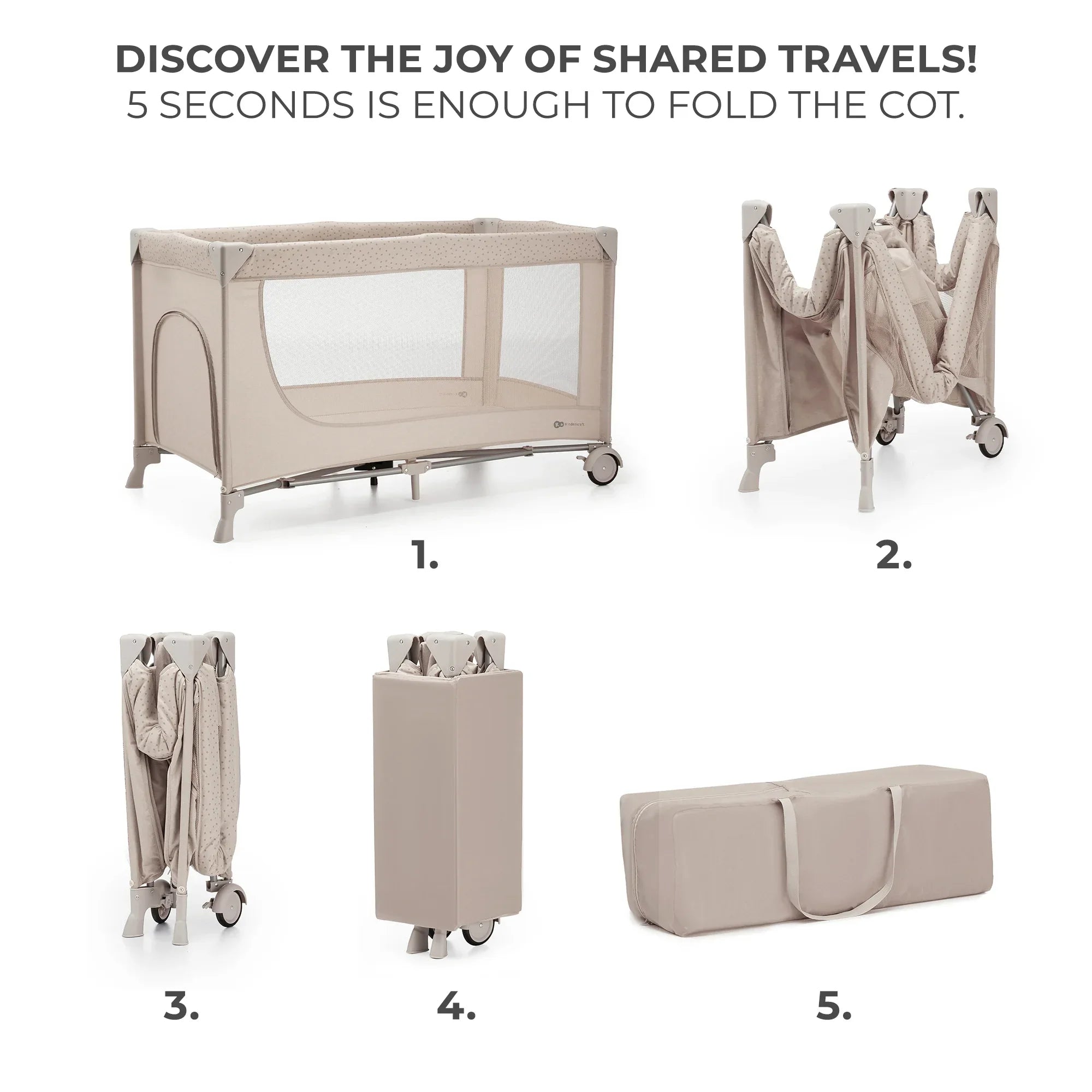 Kinderkraft JOY SIMPLE 2 бебешка кошара BEIGE by KinderKraft