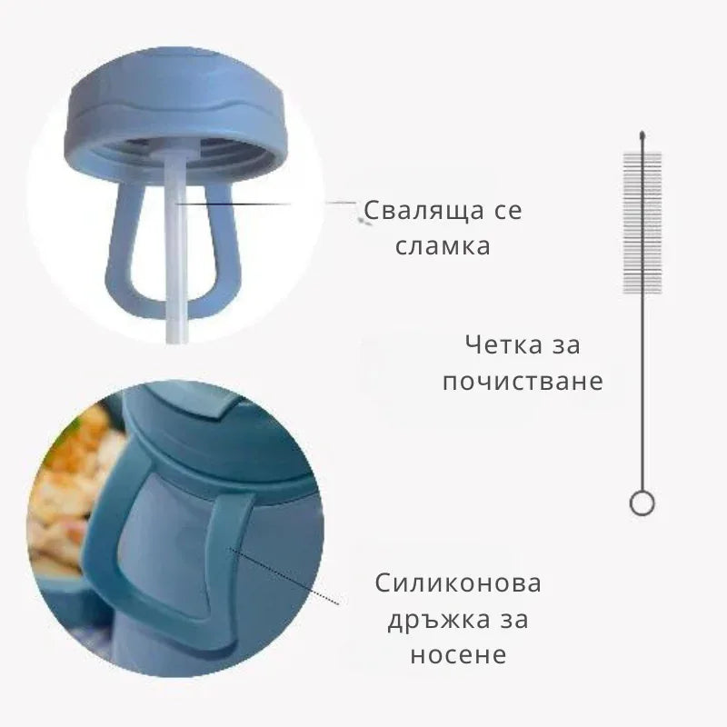 4440 Nuvita термос със сламка 350 ml Powder Blue by Nuvita