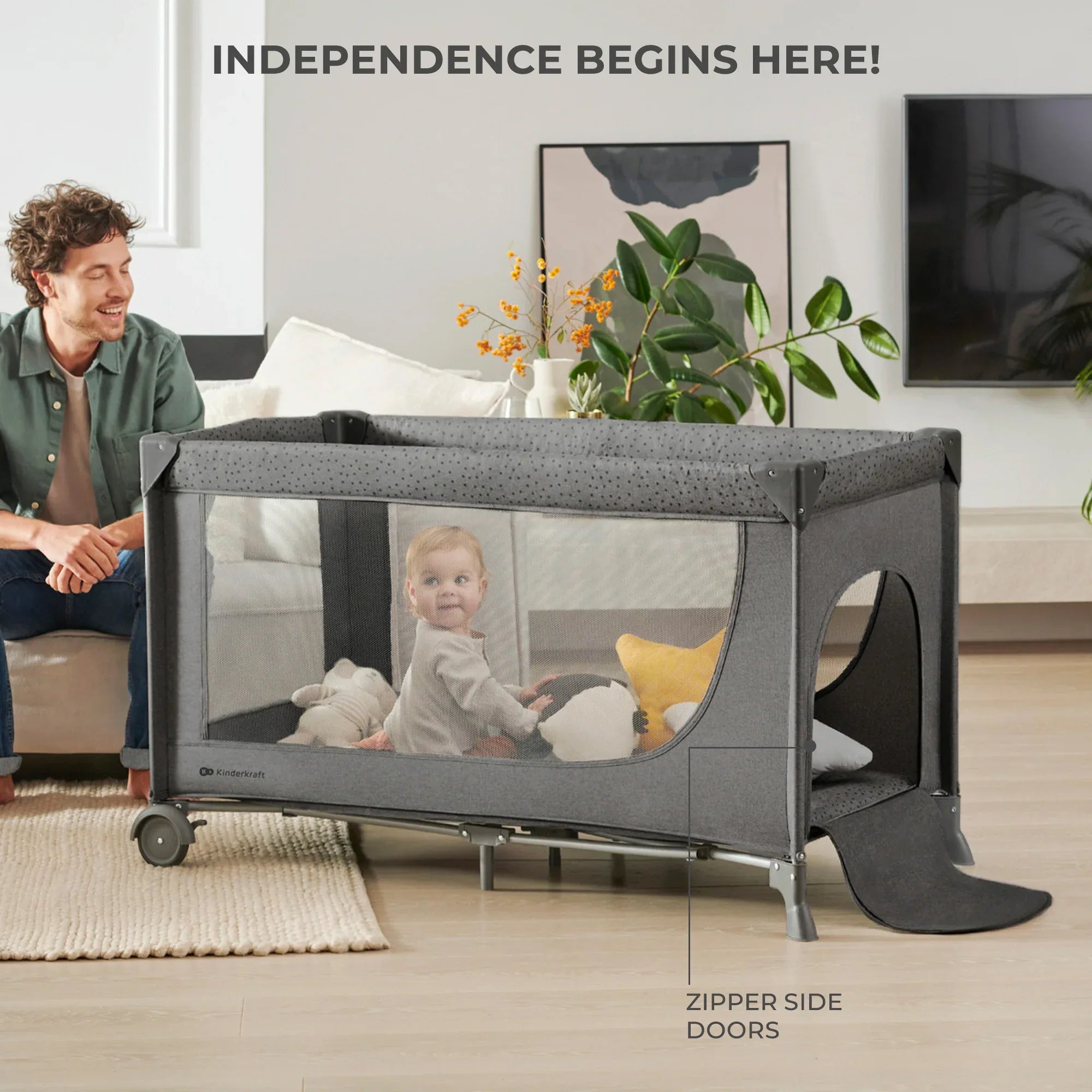 Kinderkraft JOY SIMPLE 2 бебешка кошара DARK GREY by KinderKraft