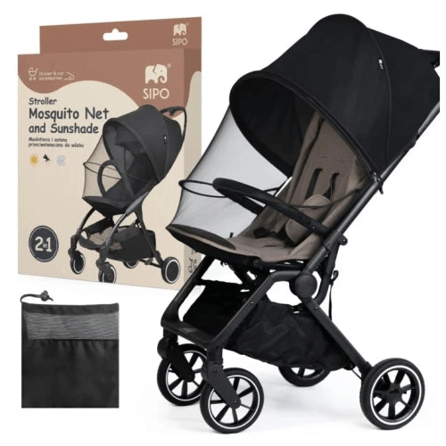 Sipo 2 в 1 мрежа против комари и сенник за колички, черен by SIPO