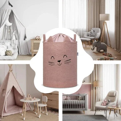Кош за съхранение на играчки xl с връзка, розова котка by SIPO