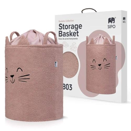 Кош за съхранение на играчки xl с връзка, розова котка by SIPO