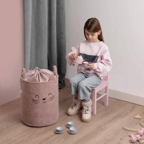 Кош за съхранение на играчки xl с връзка, розова котка by SIPO