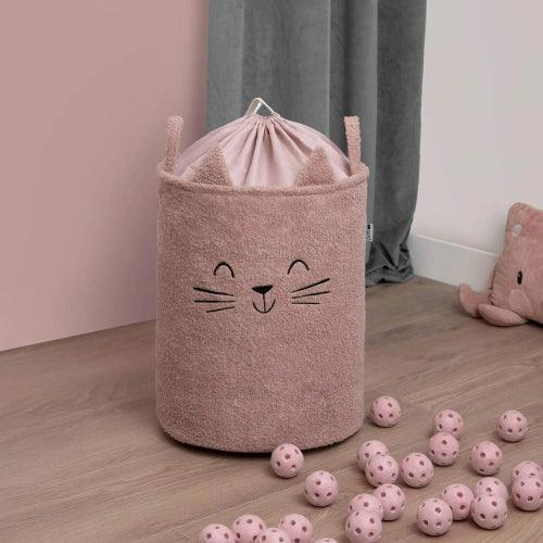 Кош за съхранение на играчки xl с връзка, розова котка by SIPO