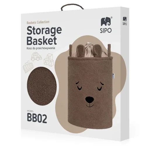 Кош за съхранение на играчки xl с връзка, кафяво мече by SIPO