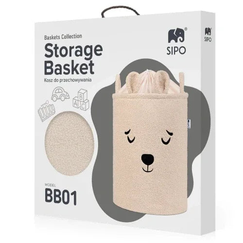 Кош за съхранение на играчки xl с връзка, бежово мече by SIPO