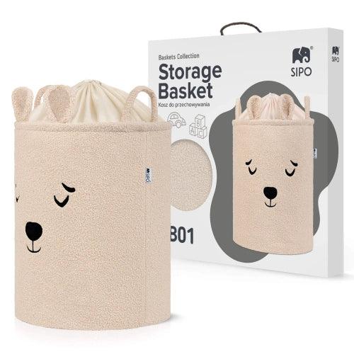 Кош за съхранение на играчки xl с връзка, бежово мече by SIPO