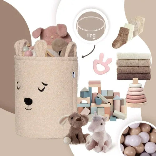 Кош за съхранение на играчки xl с връзка, бежово мече by SIPO