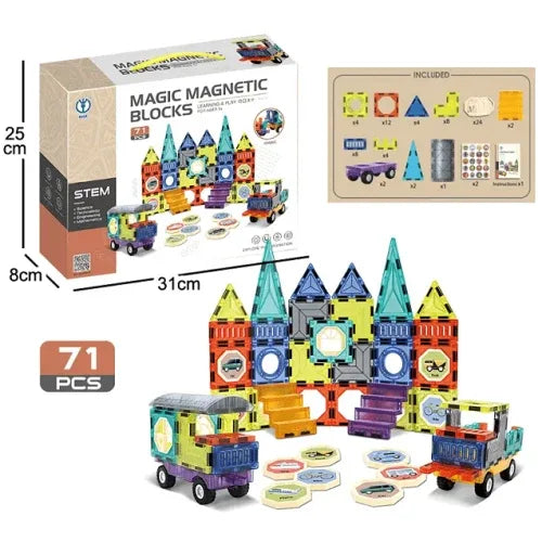 Магнитен конструктор ZAX 71 части с две платформи by SONNE