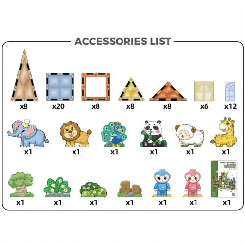 Магнитен конструктор за деца ZOO park с 82 части и фигурки by SONNE